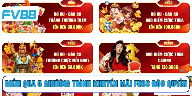 Điểm qua 5 chương trình khuyến mãi FV88 độc quyền
