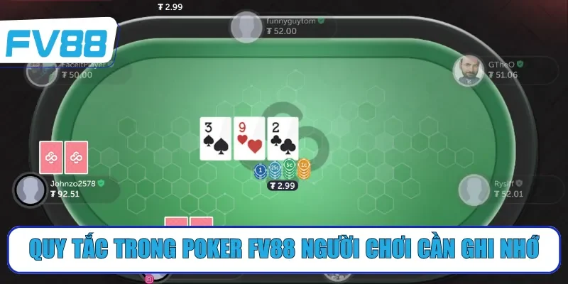 Quy tắc trong poker FV88 người chơi cần ghi nhớ